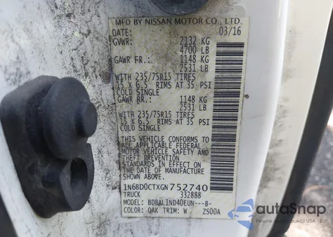 2016 Nissan Frontier S из США, поврежденный, VIN 1N6BD0CTXGN752740